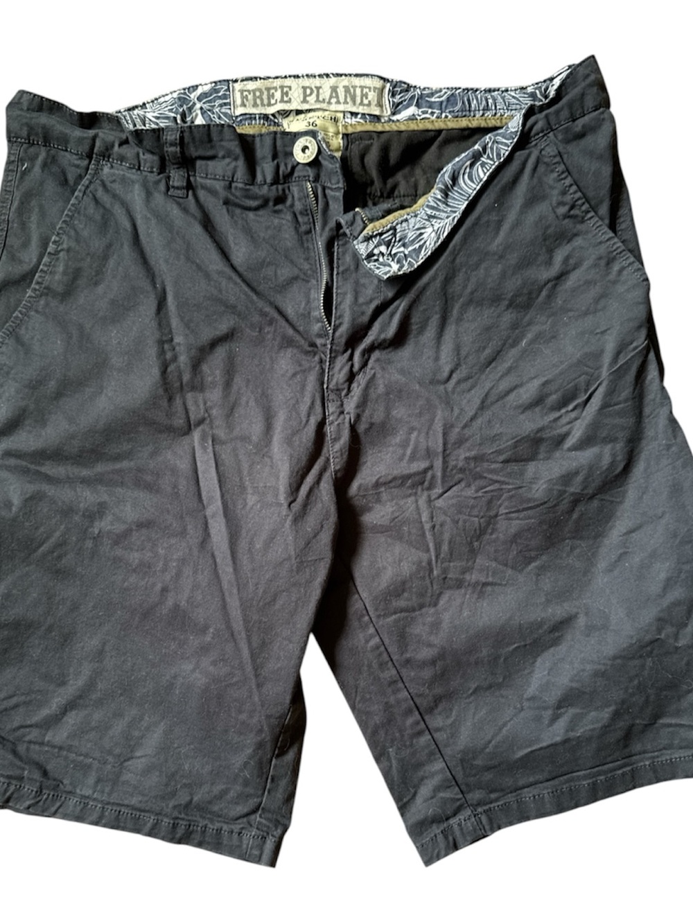 Free Planet Men's Dark Black Flat Front Shorts
